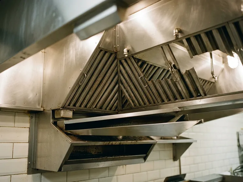 Hote de cozinha em inox com filtros de lamelas