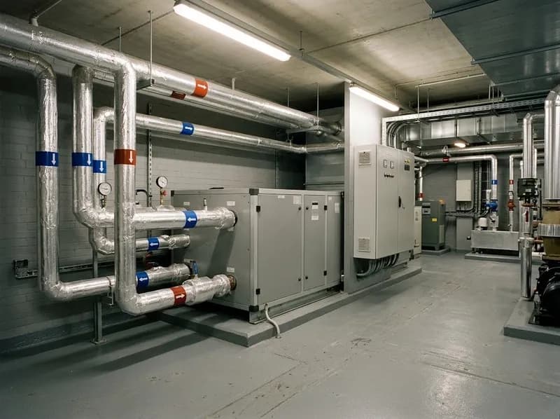 Central técnica com unidade de tratamento de ar e tubagem isolada